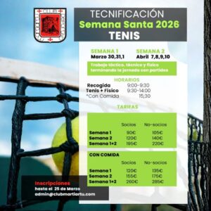Tecnificación de Tenis en Semana Santa 2026: entrenamiento, competición y mejora continua en Club Martiartu 1